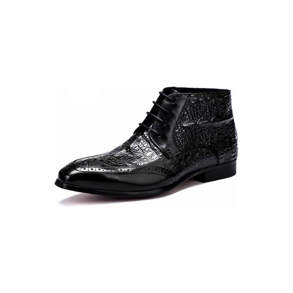 Bottes Pour Hommes Bottines Richelieu À Lacets Texture Croco