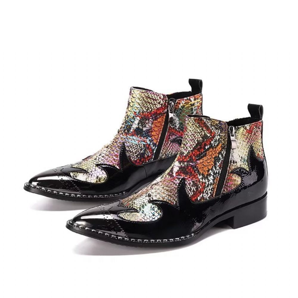 Bottes Pour Hommes Bottines À Texture Exotique - Multicolore