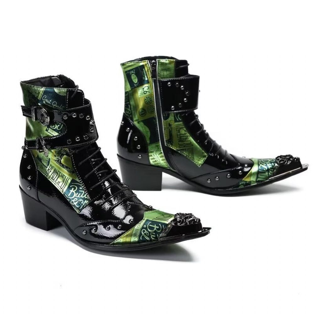 Bottes Pour Hommes À Bout Pointu Au Design Élégant - Vert