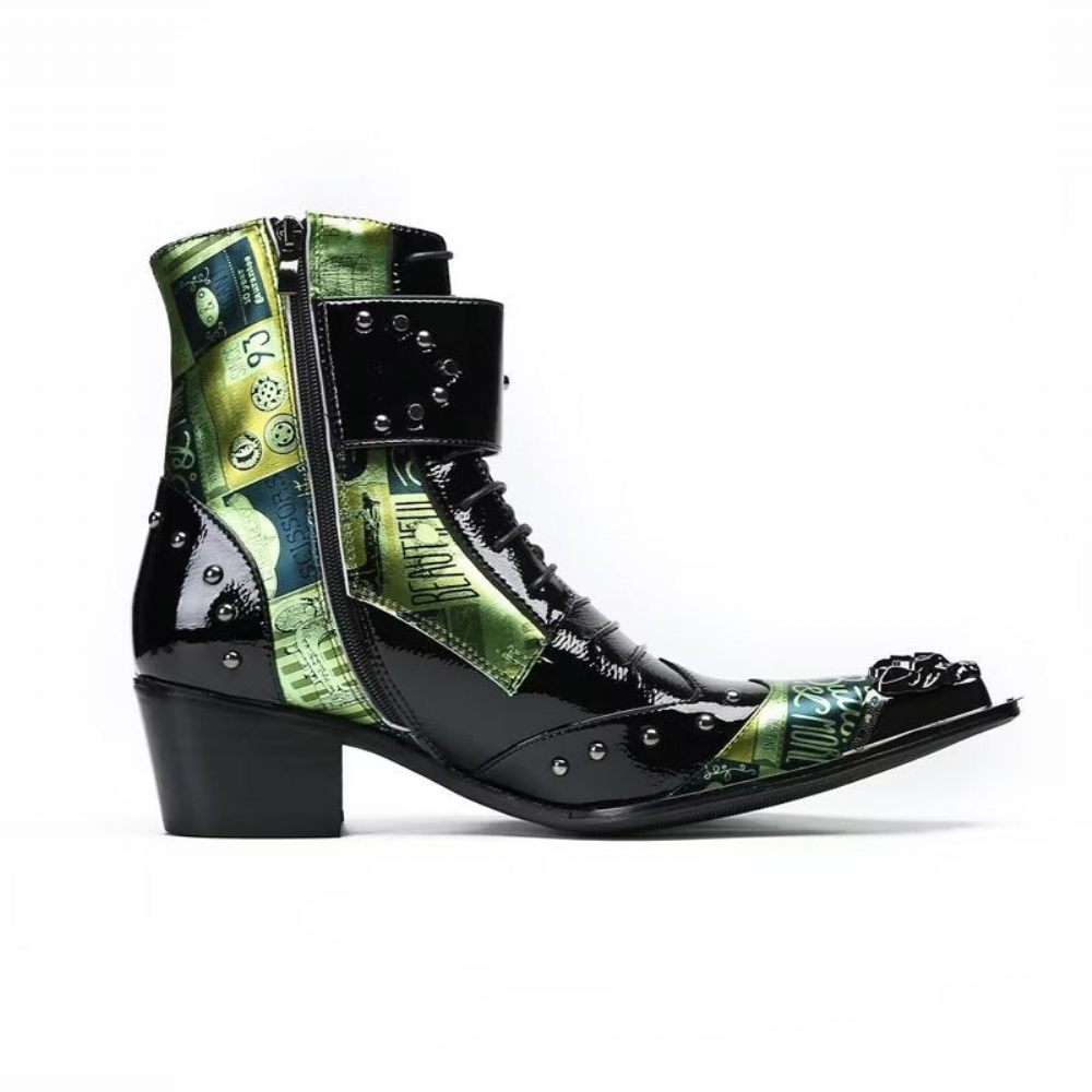 Bottes Pour Hommes À Bout Pointu Au Design Élégant - Vert