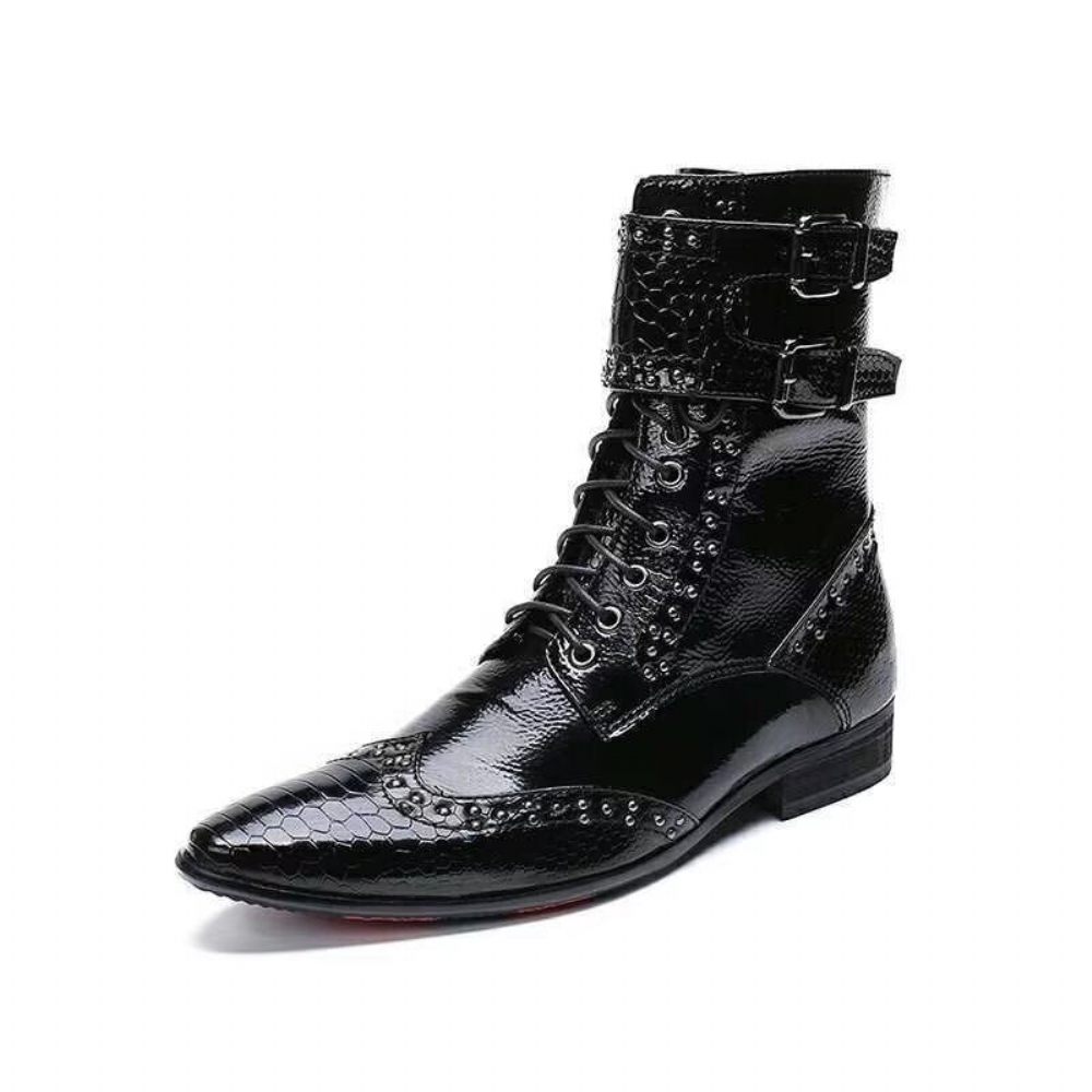 Bottes Pour Hommes À Bout Pointu Style Contemporain - Noir