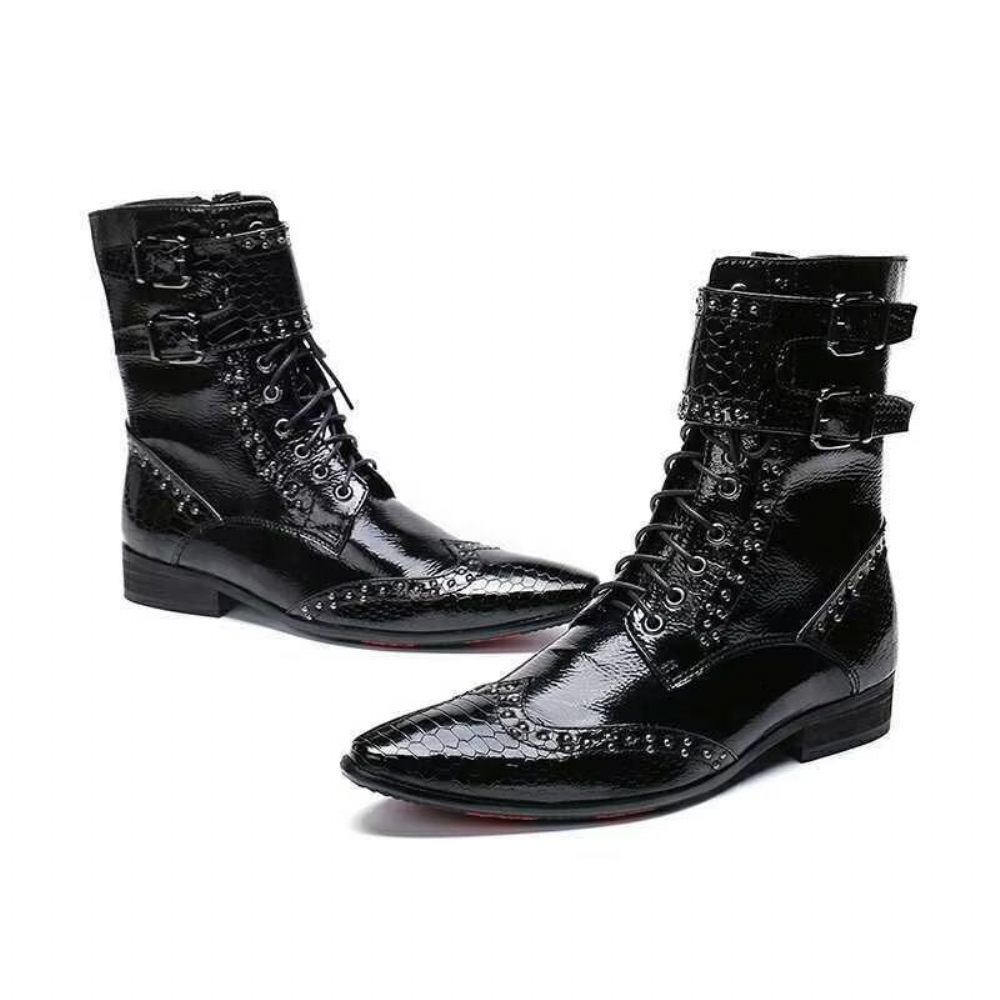 Bottes Pour Hommes À Bout Pointu Style Contemporain - Noir