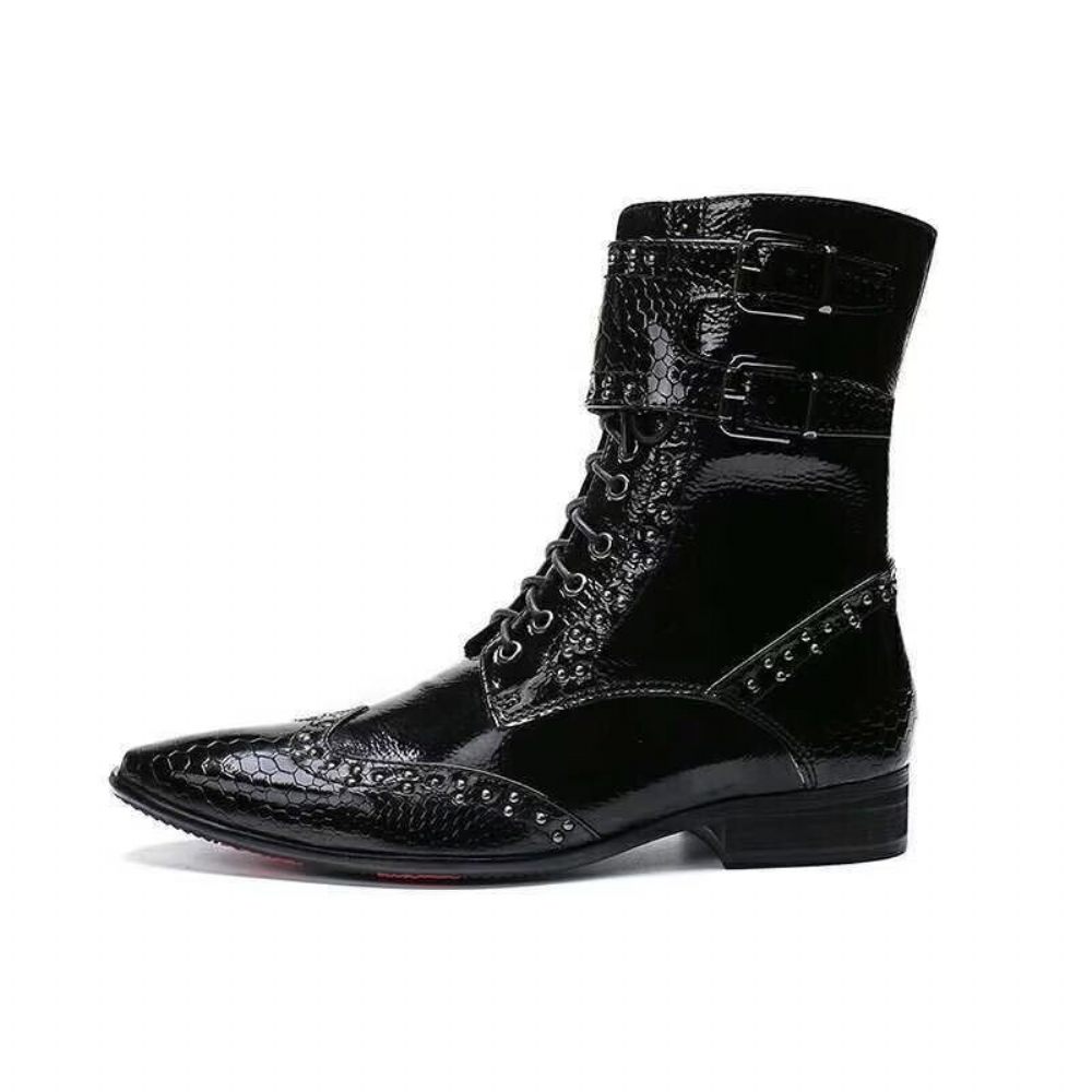 Bottes Pour Hommes À Bout Pointu Style Contemporain - Noir