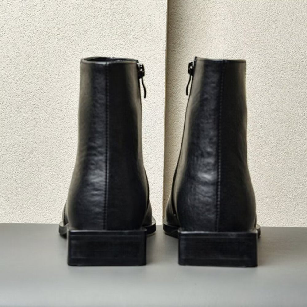 Bottes Pour Hommes À Bout Rond Avec Boucle - Noir