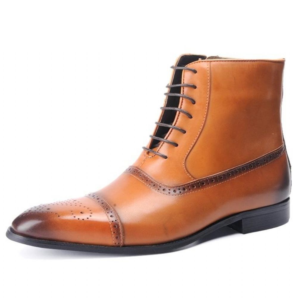 Bottes Pour Hommes Bullock Hautes À Lacets Exotiques - Marron