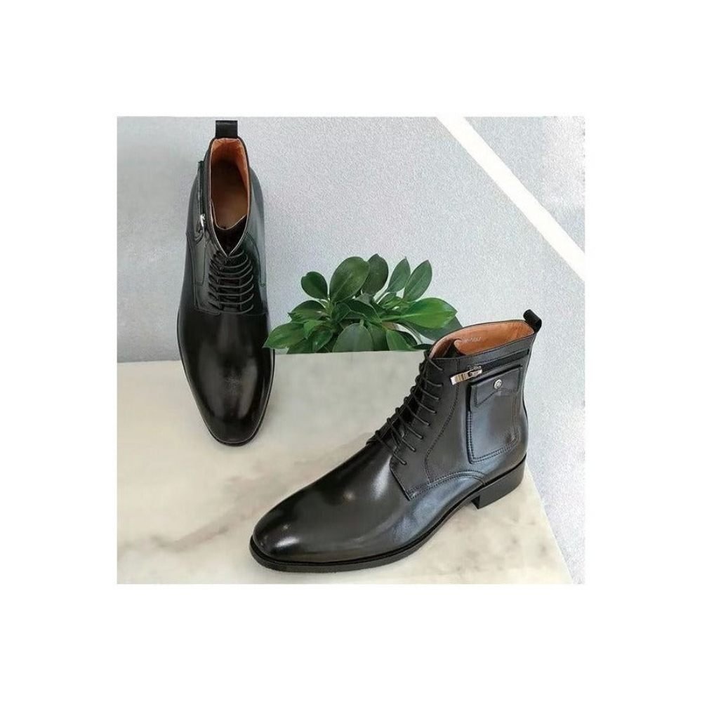 Bottes Pour Hommes Chaussures Habillées Montantes - Noir