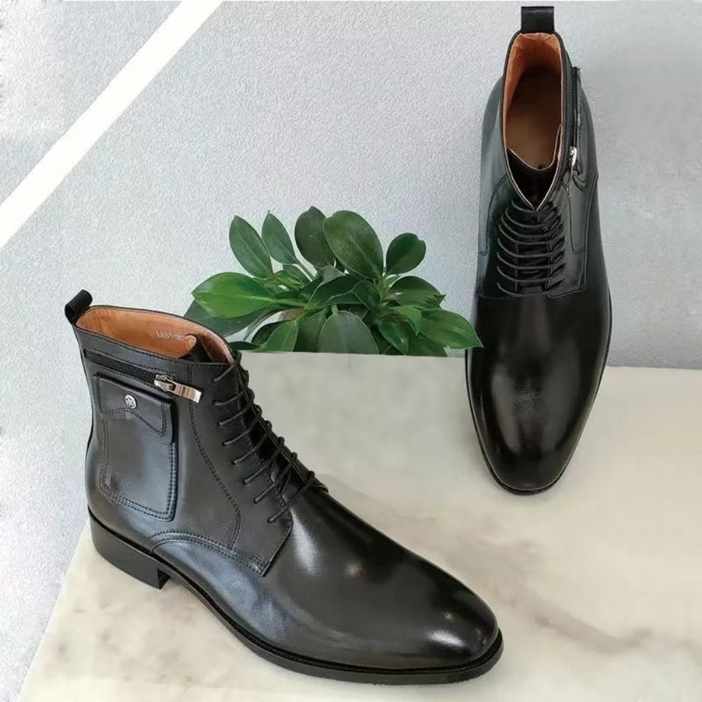 Bottes Pour Hommes Chaussures Habillées Montantes - Noir