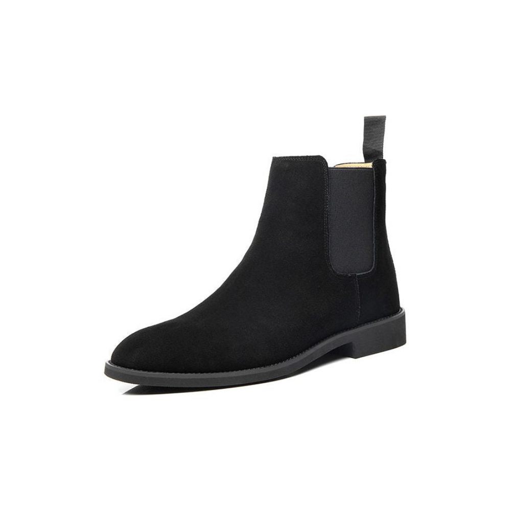 Bottes Pour Hommes Chelsea Chics À Bout Pointu Relief Rome - Noir