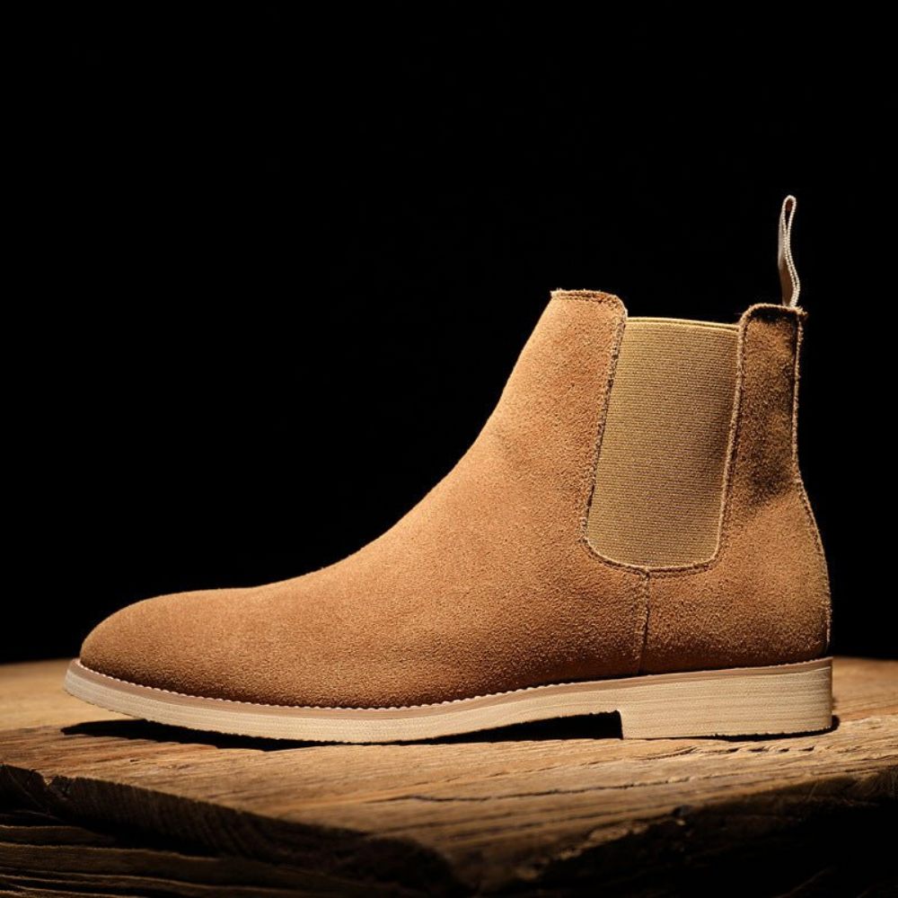 Bottes Pour Hommes Chelsea Chics À Bout Pointu Relief Rome - Marron