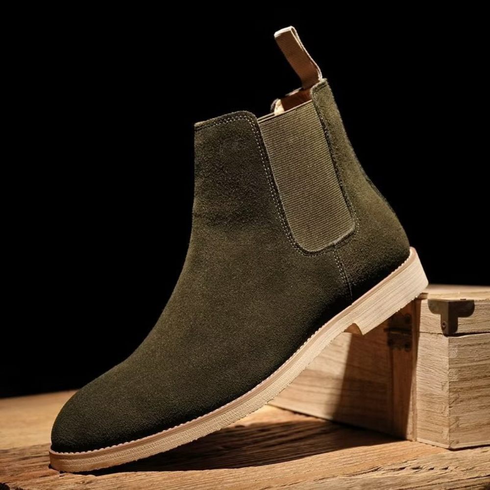 Bottes Pour Hommes Chelsea Chics À Bout Pointu Relief Rome - Vert