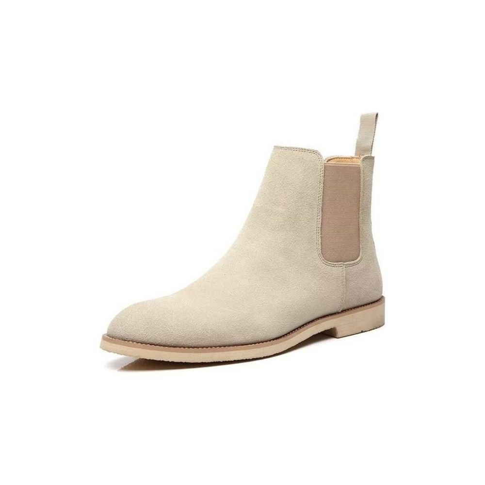 Bottes Pour Hommes Chelsea Chics À Bout Pointu Relief Rome - Beige