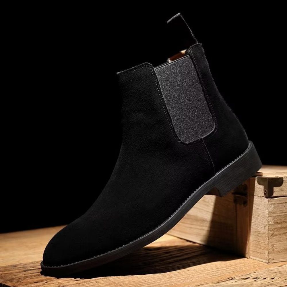 Bottes Pour Hommes Chelsea Chics À Bout Pointu Relief Rome - Noir