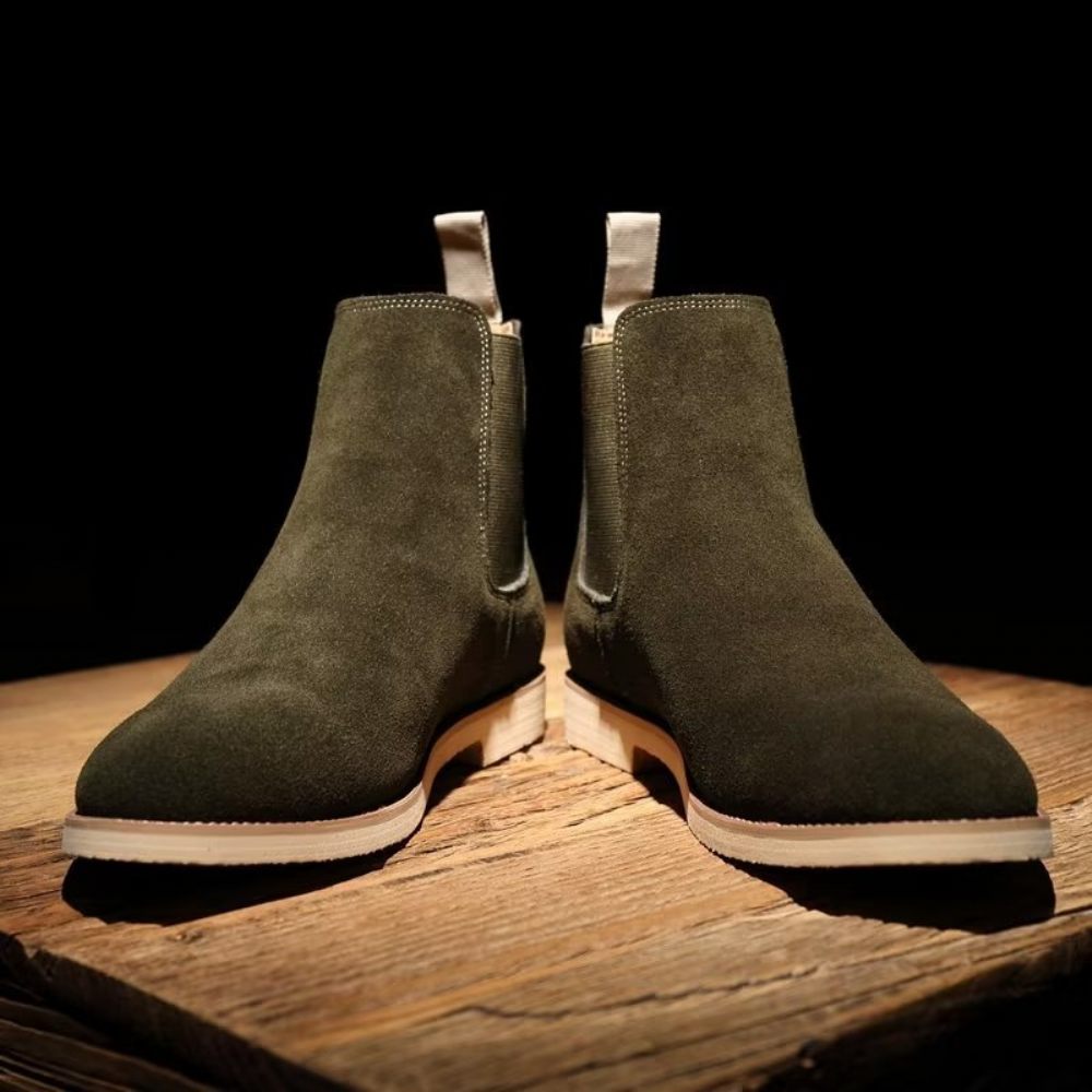 Bottes Pour Hommes Chelsea Chics À Bout Pointu Relief Rome - Vert