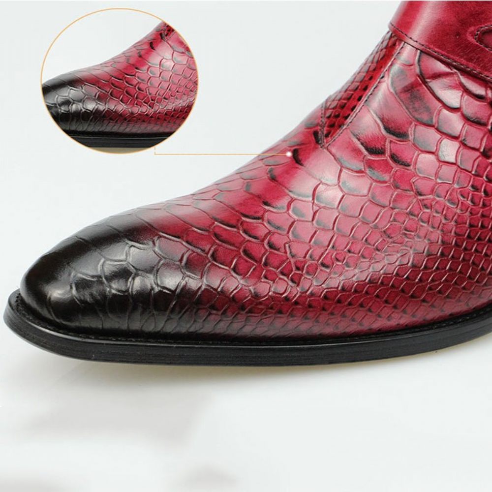 Bottes Pour Hommes Chic Croctex Zippées À Bout Pointu - Rouge