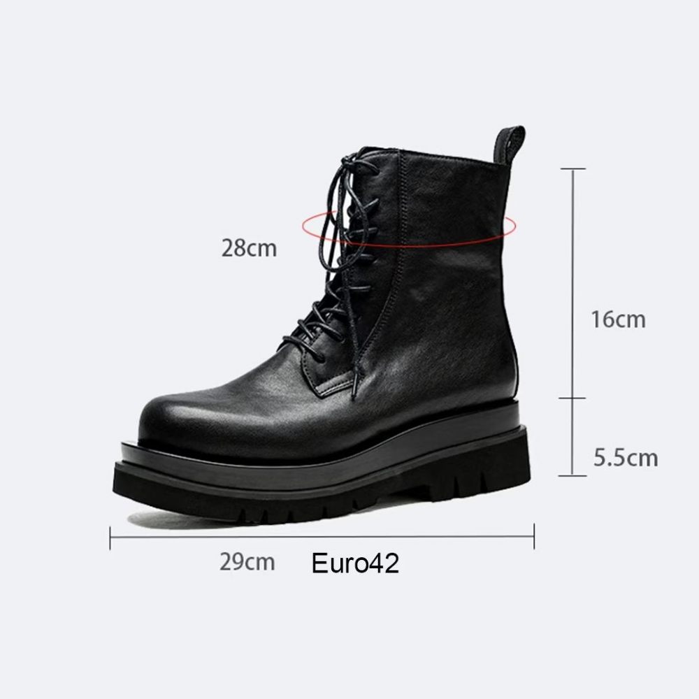 Bottes Pour Hommes Courtes Britanniques Chics À Lacets - Noir