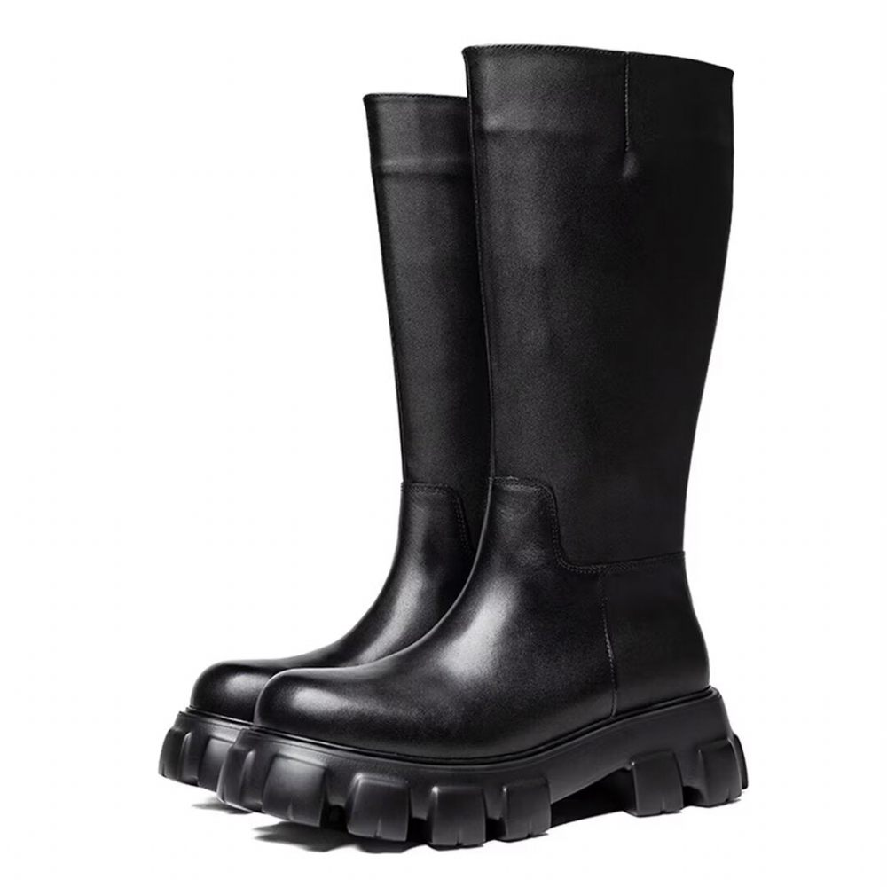 Bottes Pour Hommes Cuir À Bout Pointu - Noir