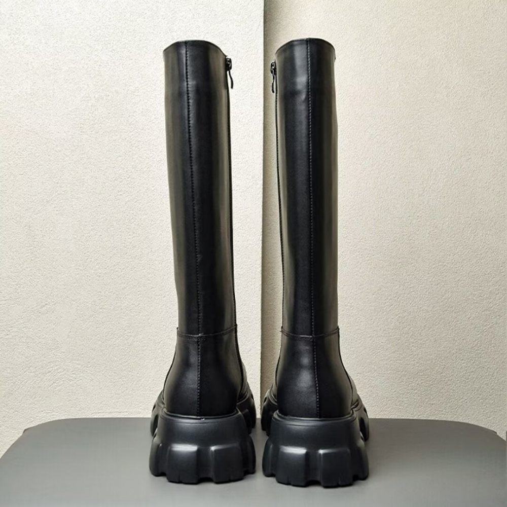 Bottes Pour Hommes Cuir À Bout Pointu - Noir