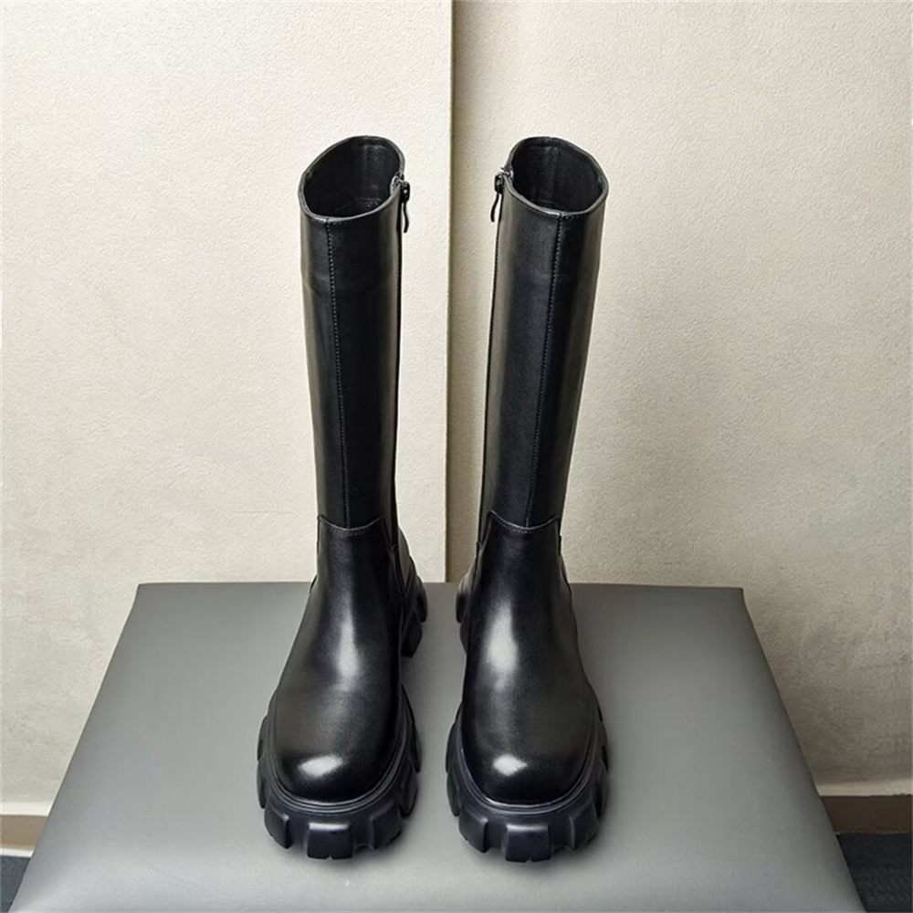 Bottes Pour Hommes Cuir À Bout Pointu - Noir