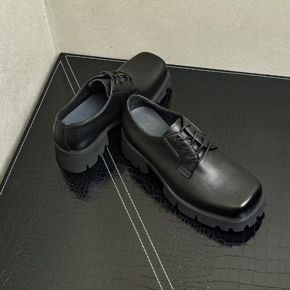 Bottes Pour Hommes Cuir À Bout Rond - Noir