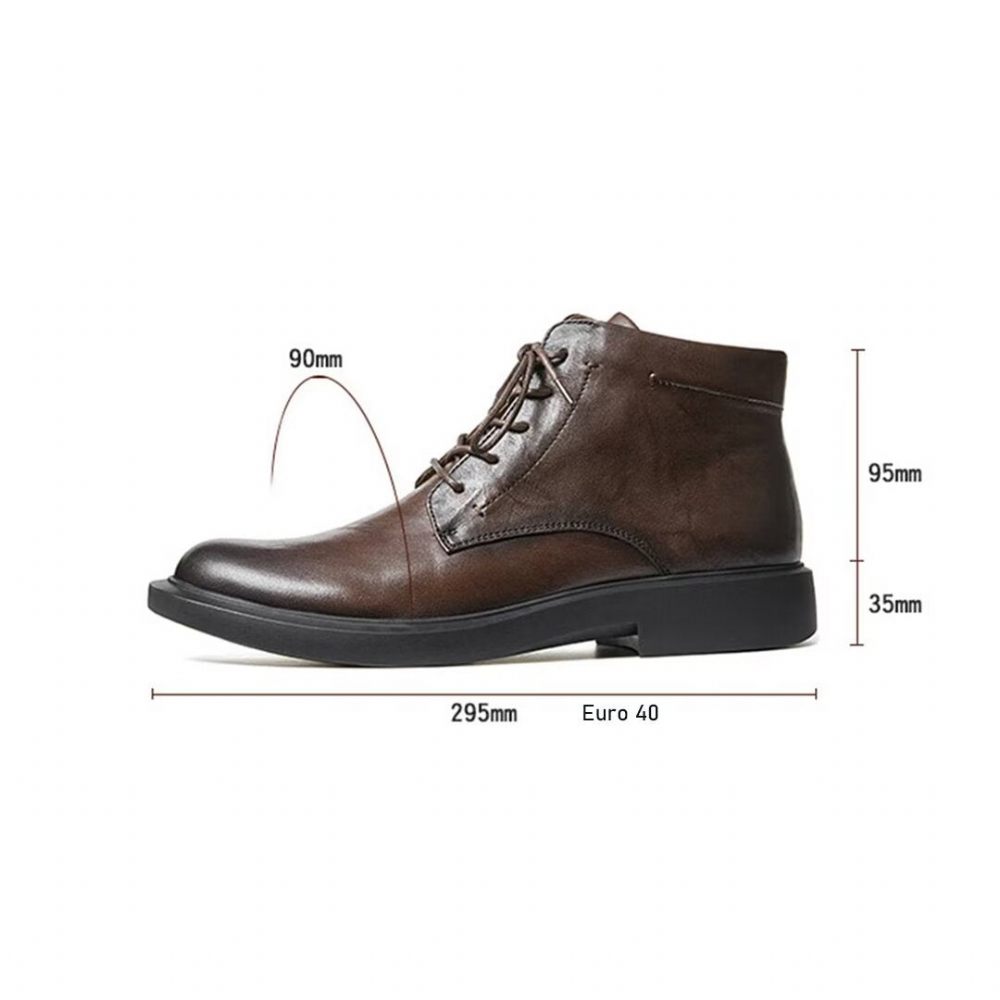 Bottes Pour Hommes Cuir À Bout Rond - Noir