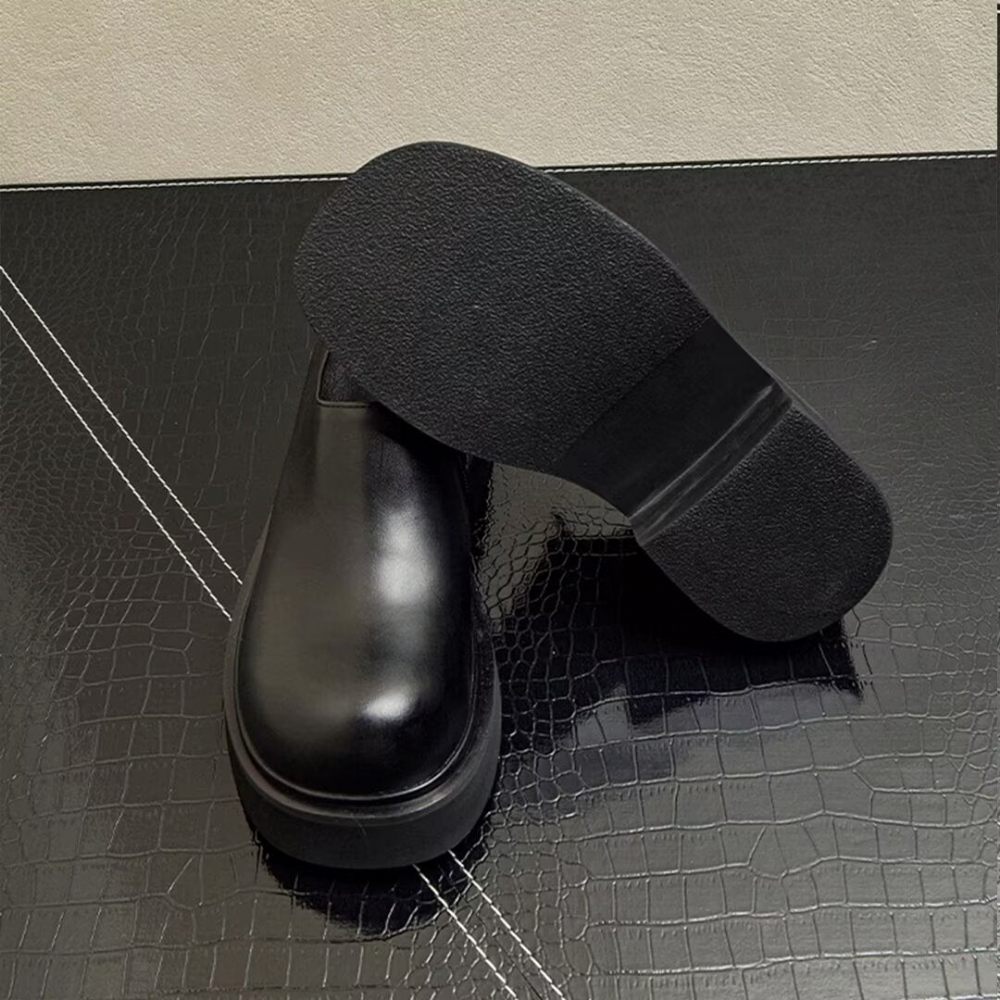 Bottes Pour Hommes Cuir À Enfiler - Noir