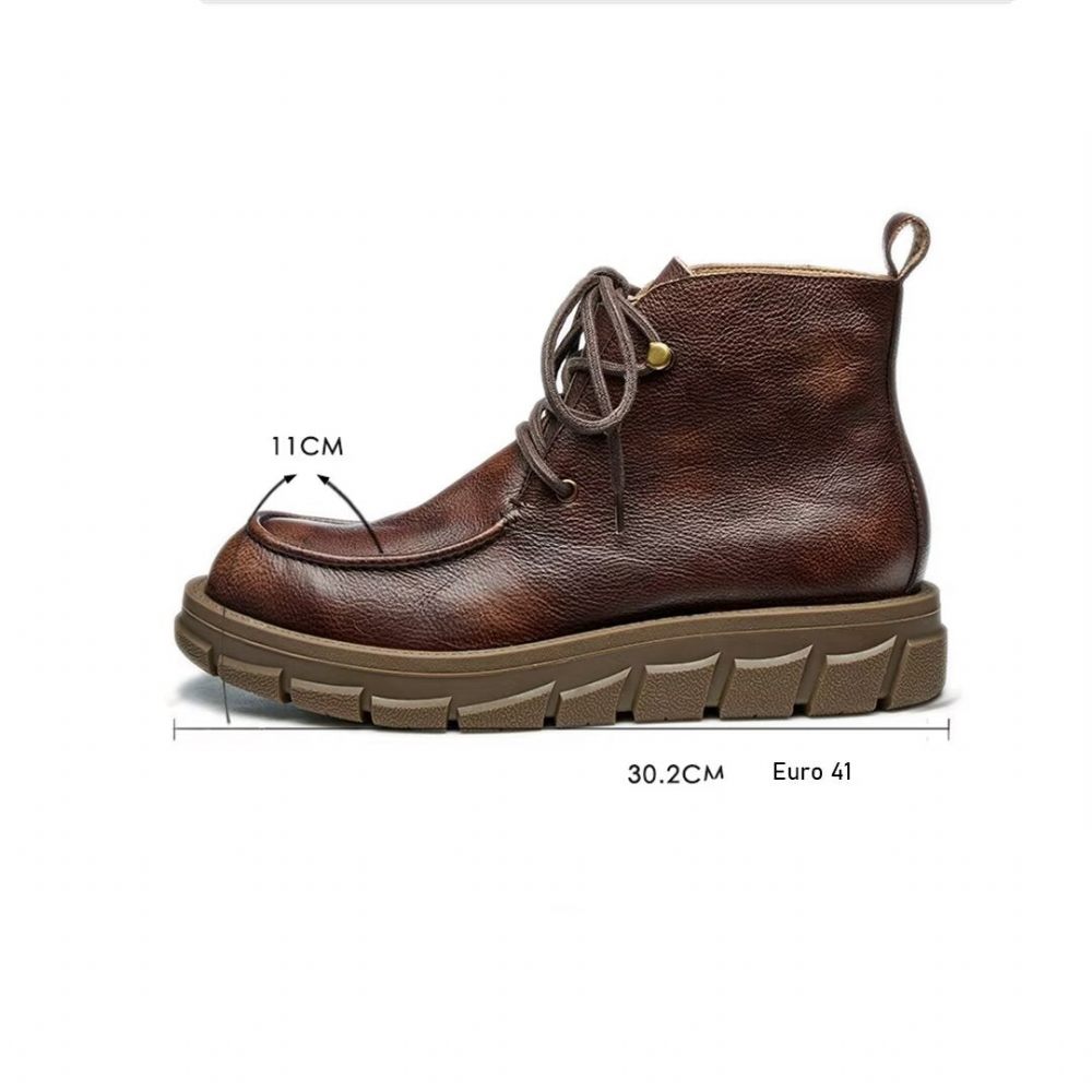 Bottes Pour Hommes Cuir À Lacets - Brun