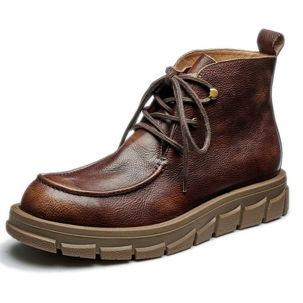 Bottes Pour Hommes Cuir À Lacets - Brun