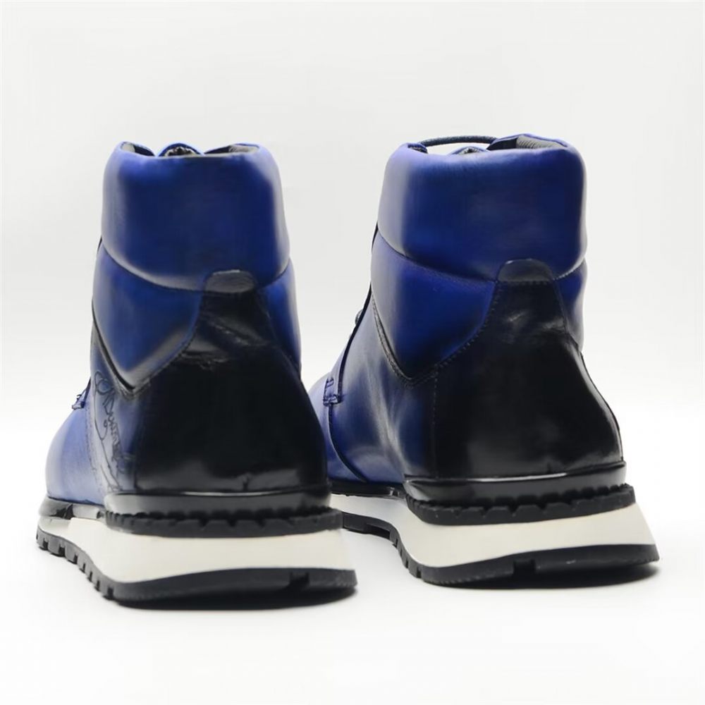 Bottes Pour Hommes Cuir Style Robuste - Bleu