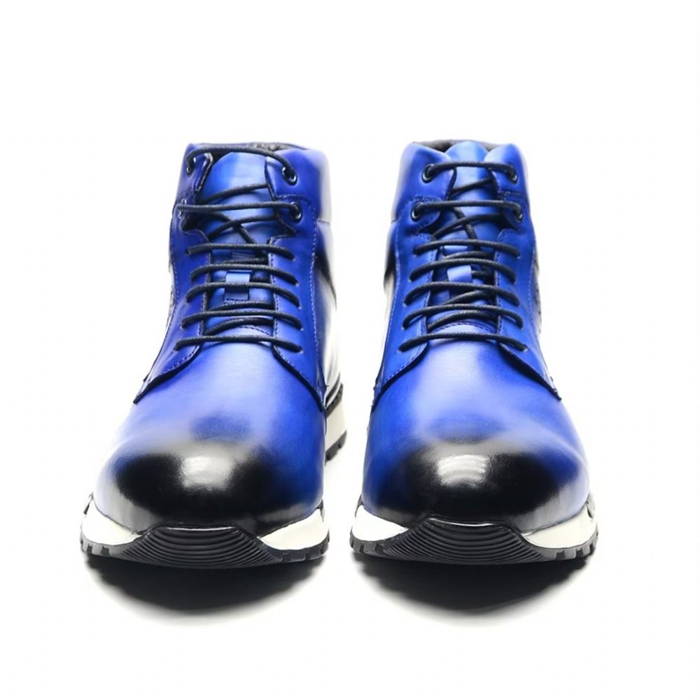 Bottes Pour Hommes Cuir Style Robuste - Bleu