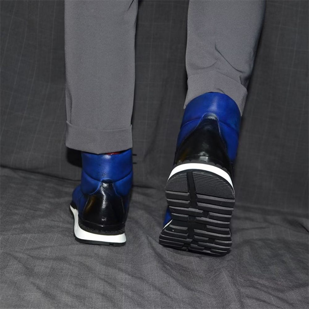 Bottes Pour Hommes Cuir Style Robuste - Bleu