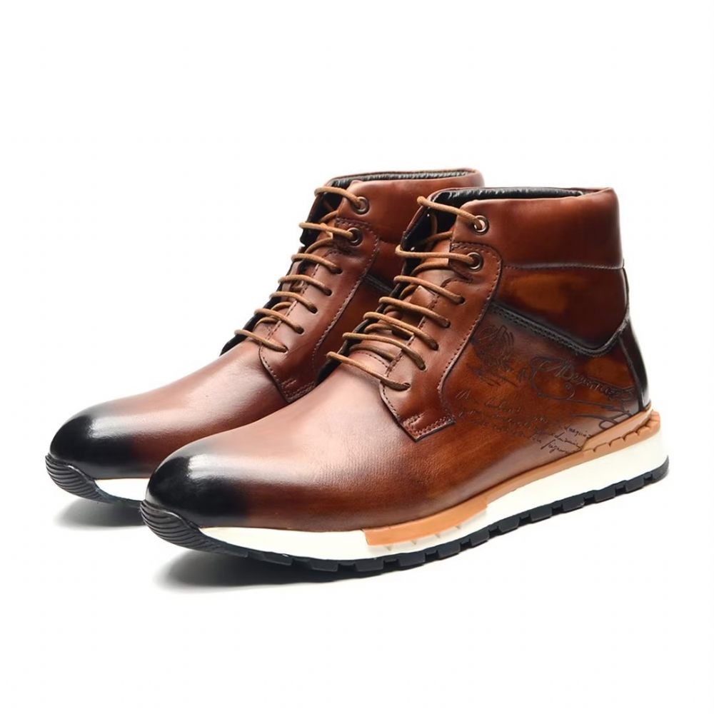 Bottes Pour Hommes Cuir Style Robuste - Marron