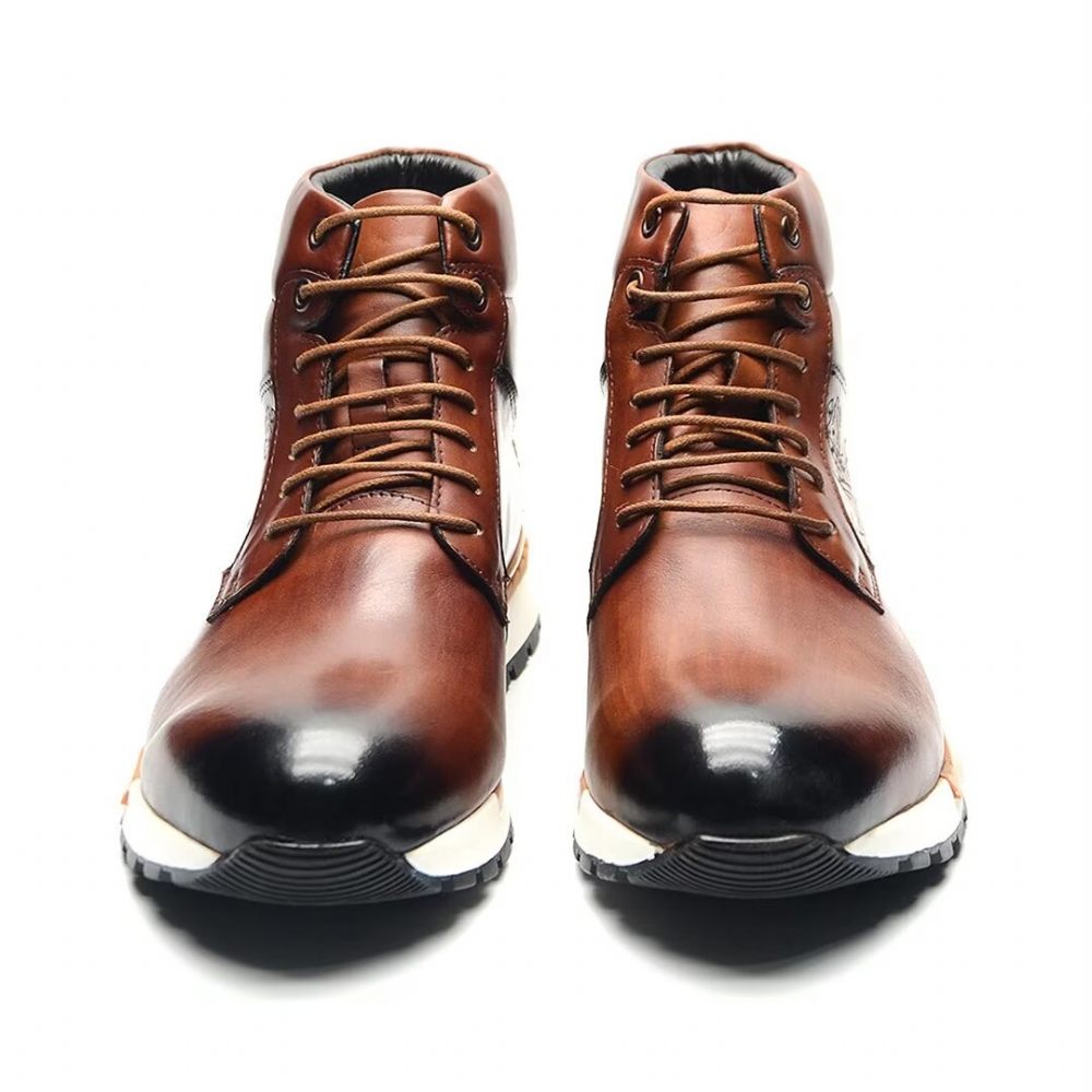 Bottes Pour Hommes Cuir Style Robuste - Marron