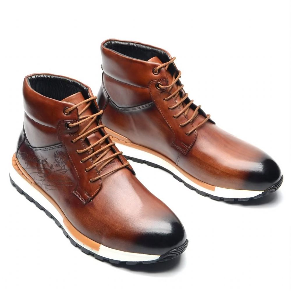 Bottes Pour Hommes Cuir Style Robuste - Marron