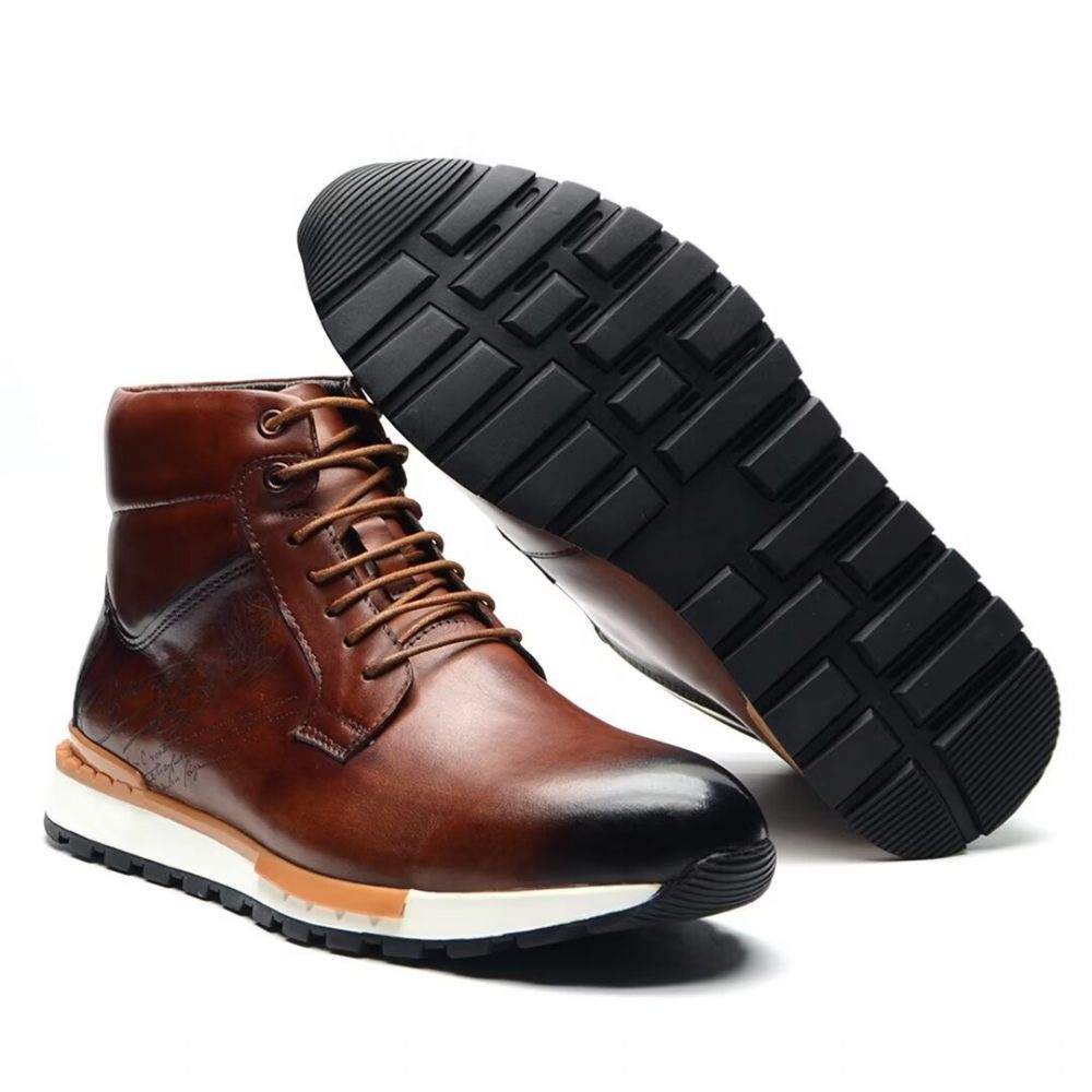 Bottes Pour Hommes Cuir Style Robuste - Marron