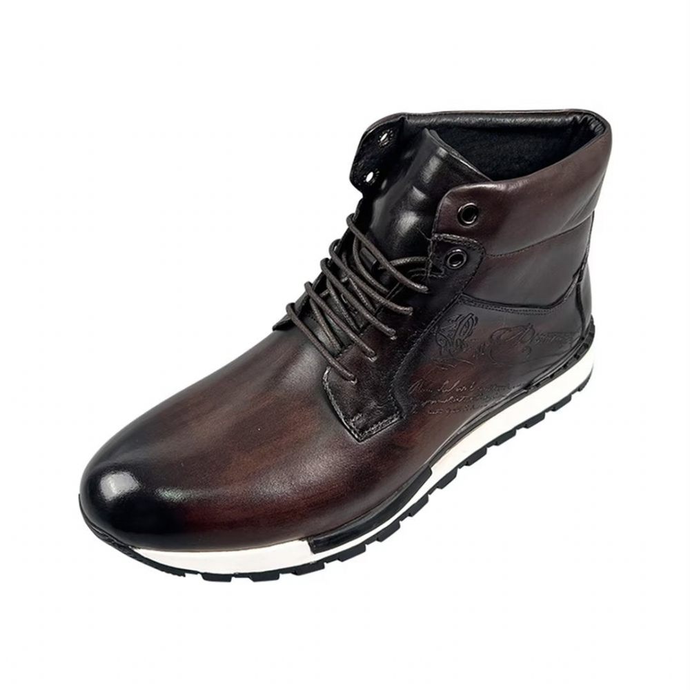 Bottes Pour Hommes Cuir Style Robuste - Café