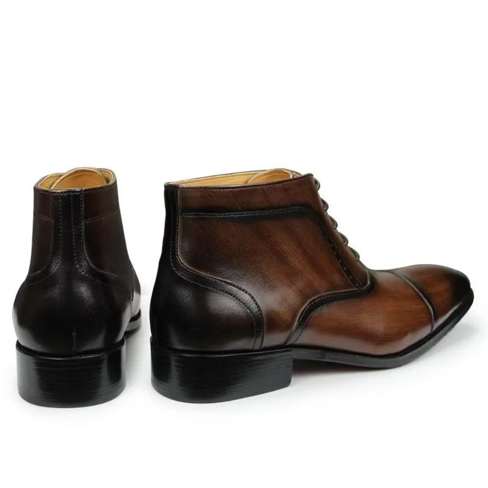 Bottes Pour Hommes Cuir Véritable Bottines Habillées D'affaires - Café