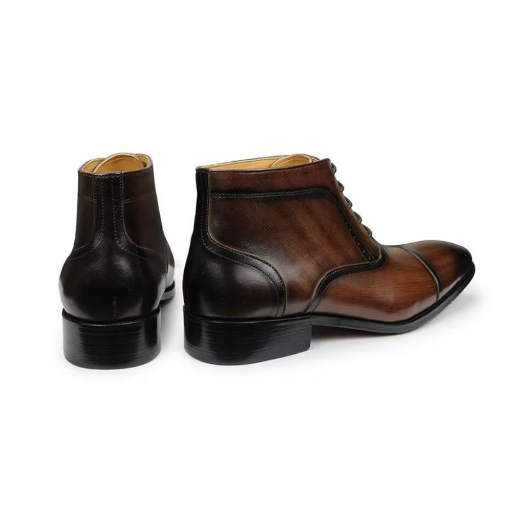 Bottes Pour Hommes Cuir Véritable Bottines Habillées D'affaires - Café