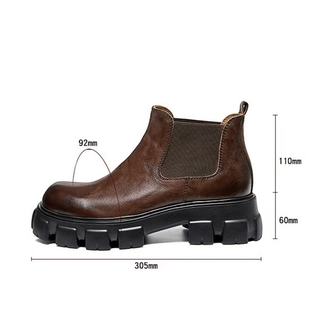 Bottes Pour Hommes Élégantes Martin Courtes Cuir Vache À Fermeture Éclair - Noir