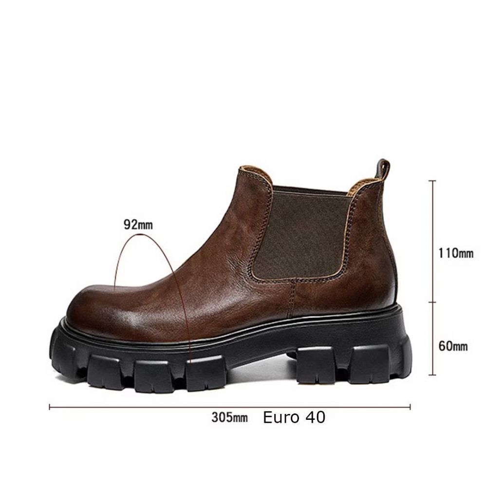 Bottes Pour Hommes Élégantes Martin Courtes Cuir Vache À Fermeture Éclair - Marron