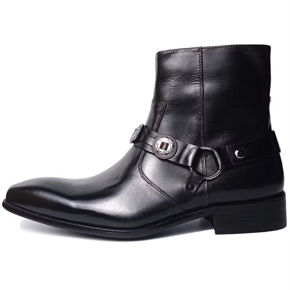 Bottes Pour Hommes Elite Solid Bottines Cuir Véritable