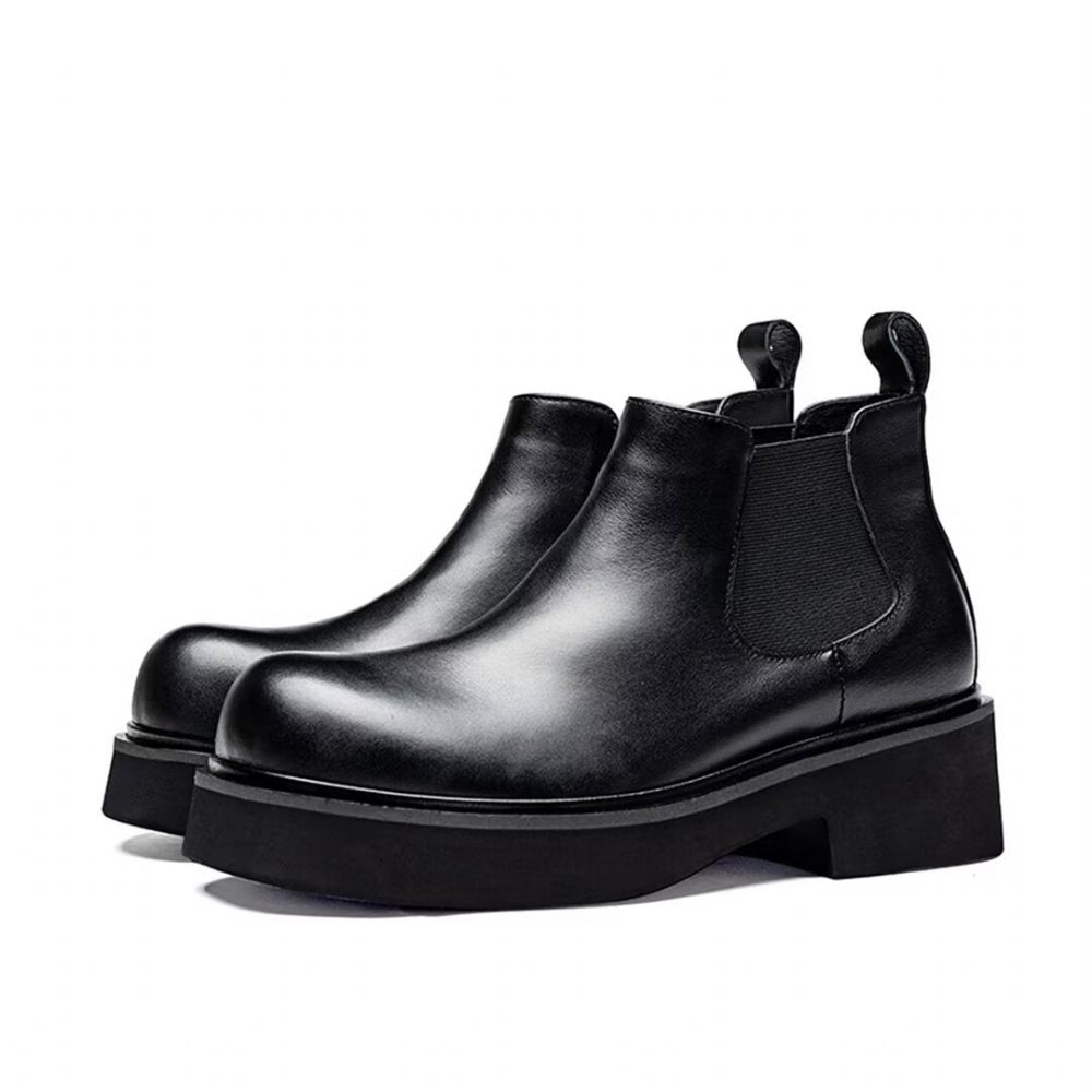 Bottes Pour Hommes À Enfiler Cuir - Noir