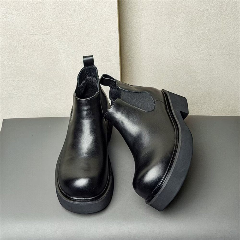 Bottes Pour Hommes À Enfiler Cuir - Noir