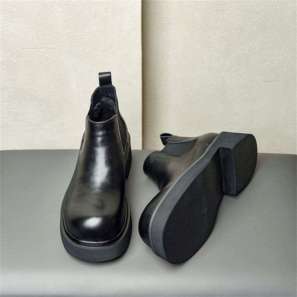 Bottes Pour Hommes À Enfiler Cuir - Noir