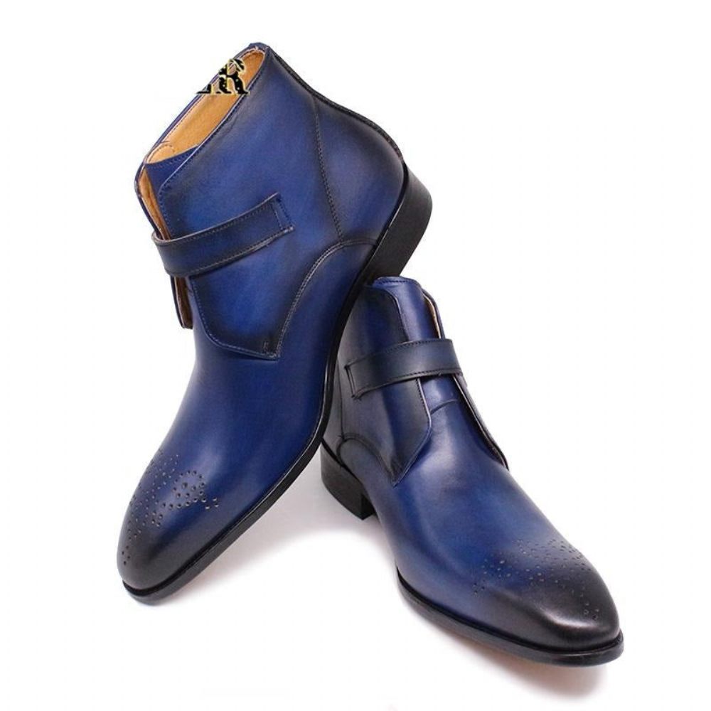 Bottes Pour Hommes Formelles Cuir Exotique - Bleu