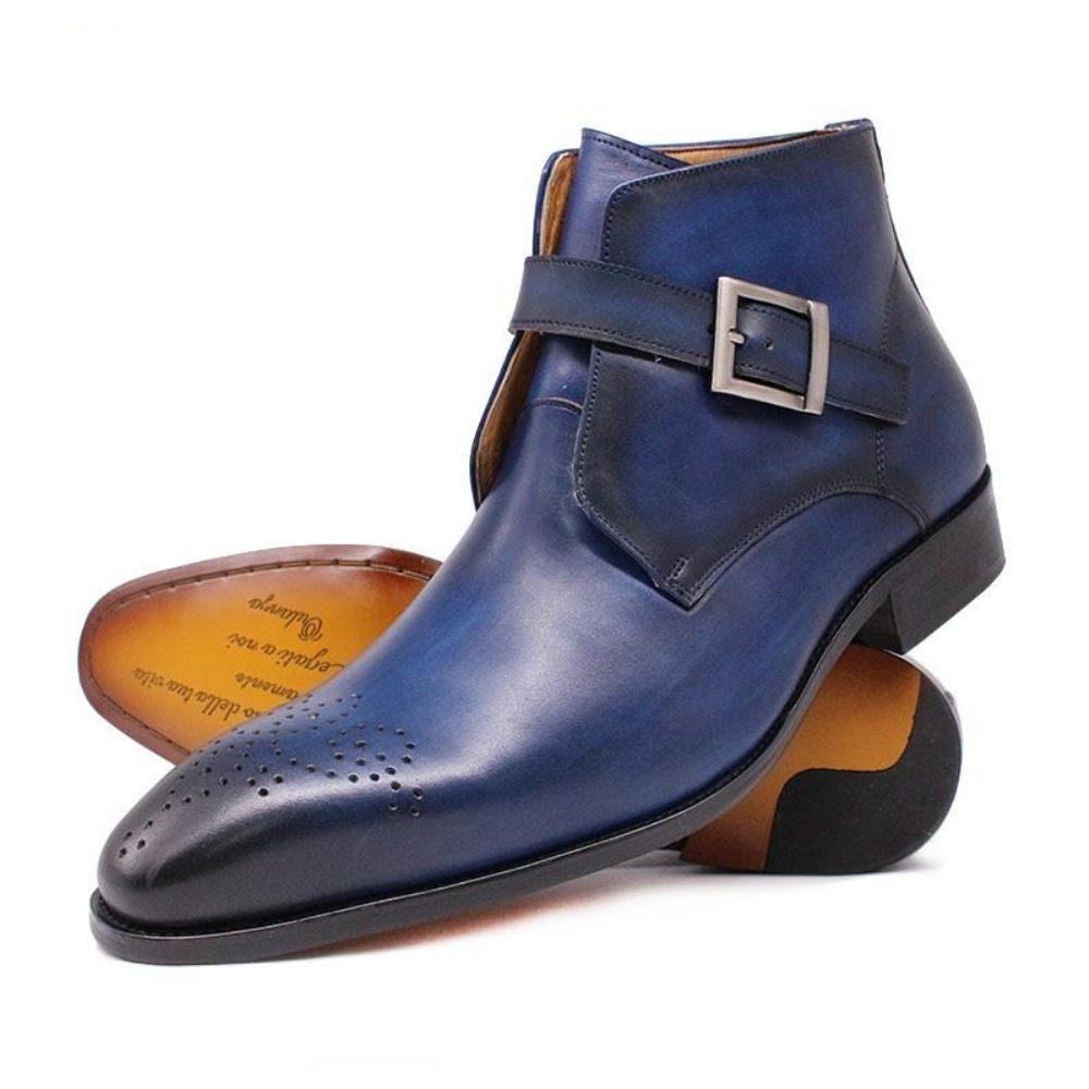 Bottes Pour Hommes Formelles Cuir Exotique - Bleu