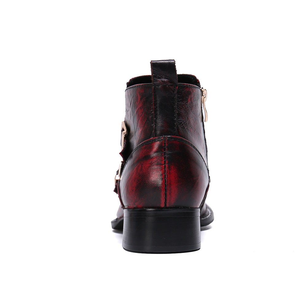 Bottes Pour Hommes Glamourlux Mocassins Habillés À Bout Métallique Peau Serpent - Rouge