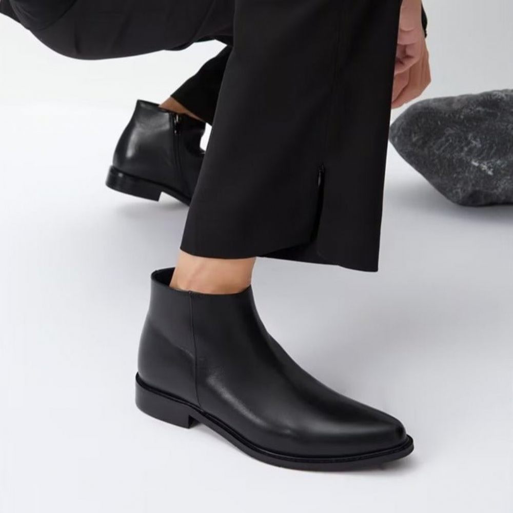 Bottes Pour Hommes À Glissière Cuir Chic Luxe - Noir