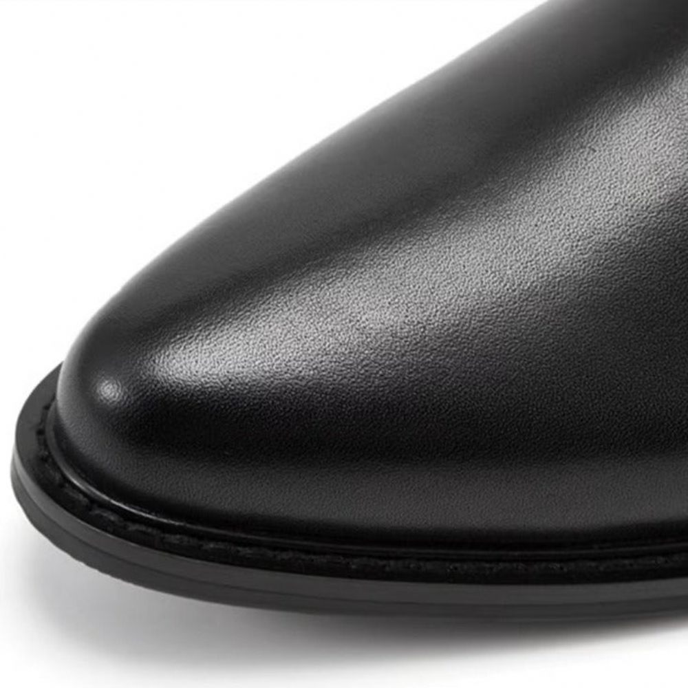 Bottes Pour Hommes À Glissière Cuir Chic Luxe - Noir