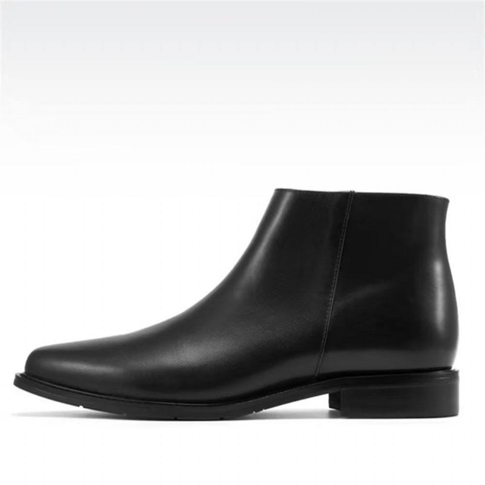 Bottes Pour Hommes À Glissière Cuir Chic Luxe - Noir