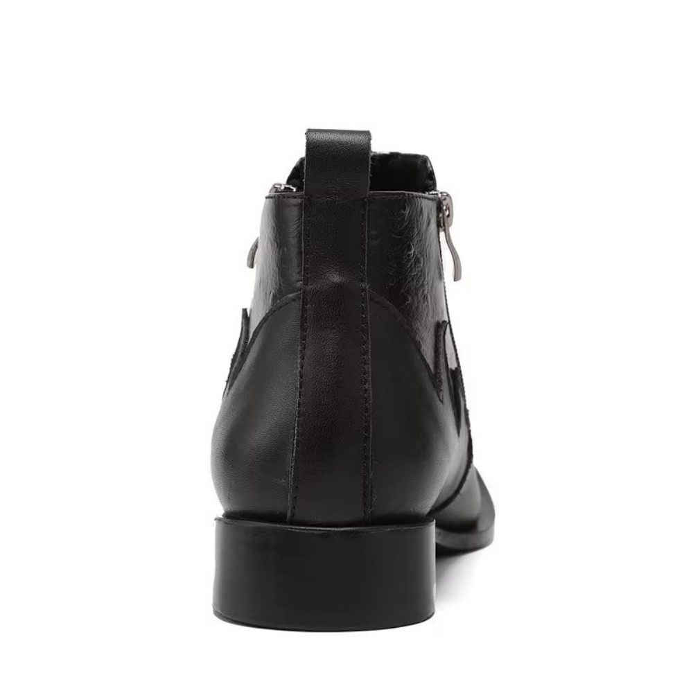 Bottes Pour Hommes À Glissière Cuir Exotique - Noir